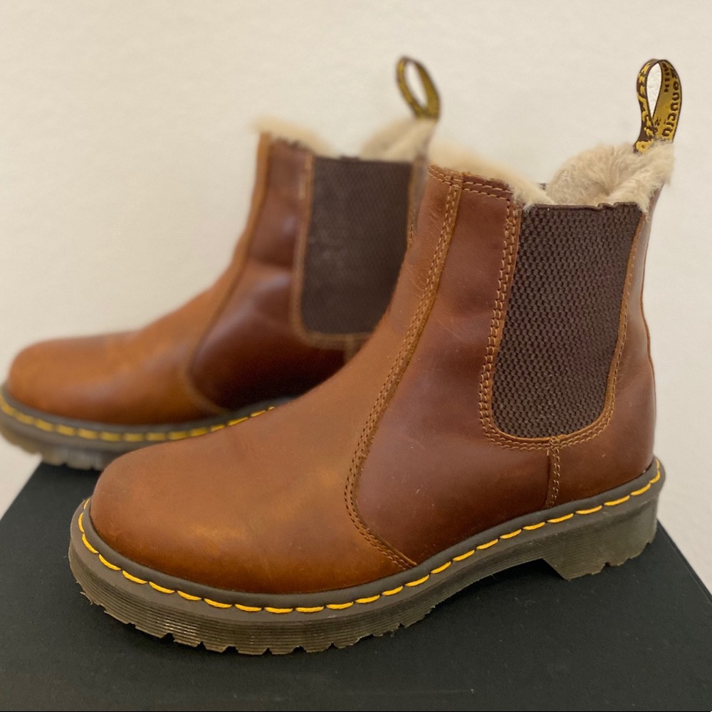 Dr Martens Fur Lined Cognac Boots 7